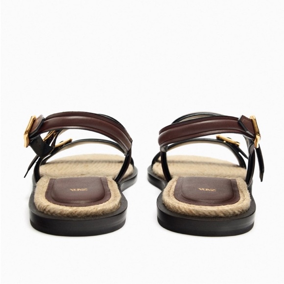 Zara Brown Sandals with Gold Accents Size 39 - Picture 7 of 12